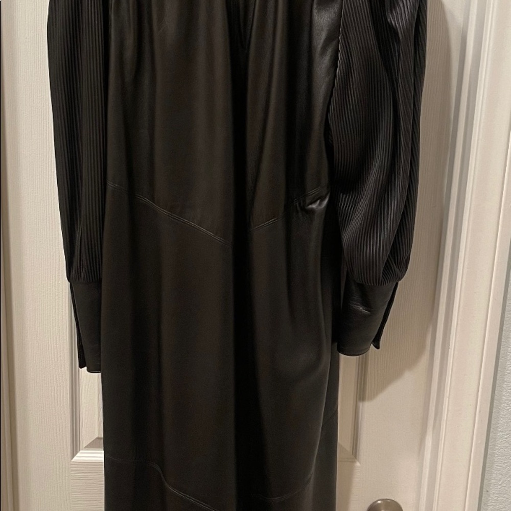 Rocco D’Amelio black leather coat w/ mink collar - Picture 3 of 7